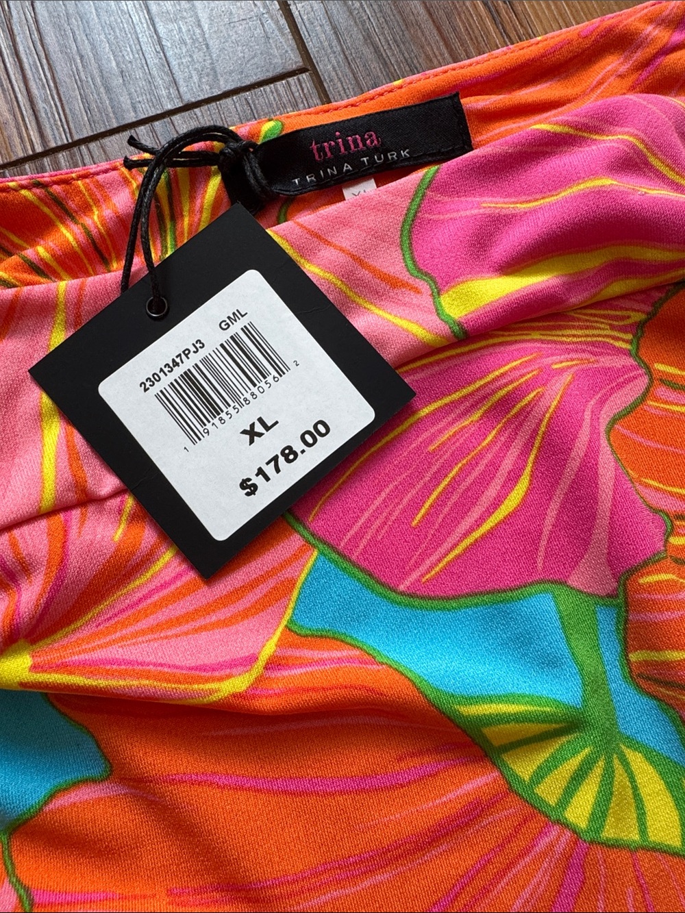 Trina Turk Floral Shift Dress Women’s XL Pink Orange Tropical Designer Resort - Picture 6 of 6